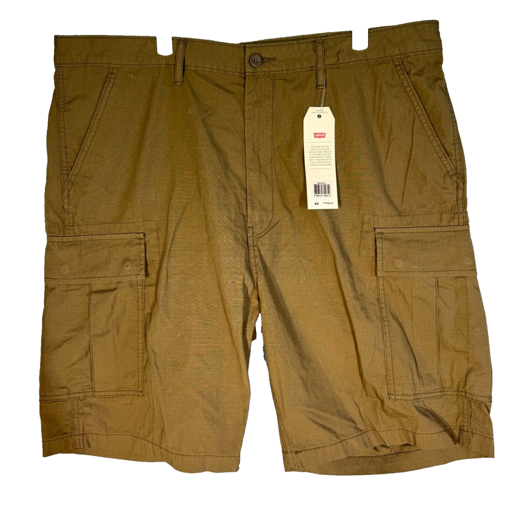 Levis Mens Carrier Cargo Shorts 40 Tan Loose Fit Mid Rise Flat Front